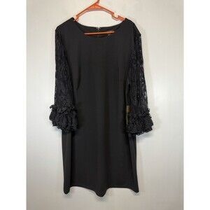 NWT Maree Pour Toi Womens Plus Size 18 3/4 Ruffle-Cuff Sleeves Shift Dress midi